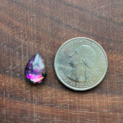 Glass Cabochon - Teardrop - 10 x 14mm - Fireworks - Pink - Green Blue - Blue