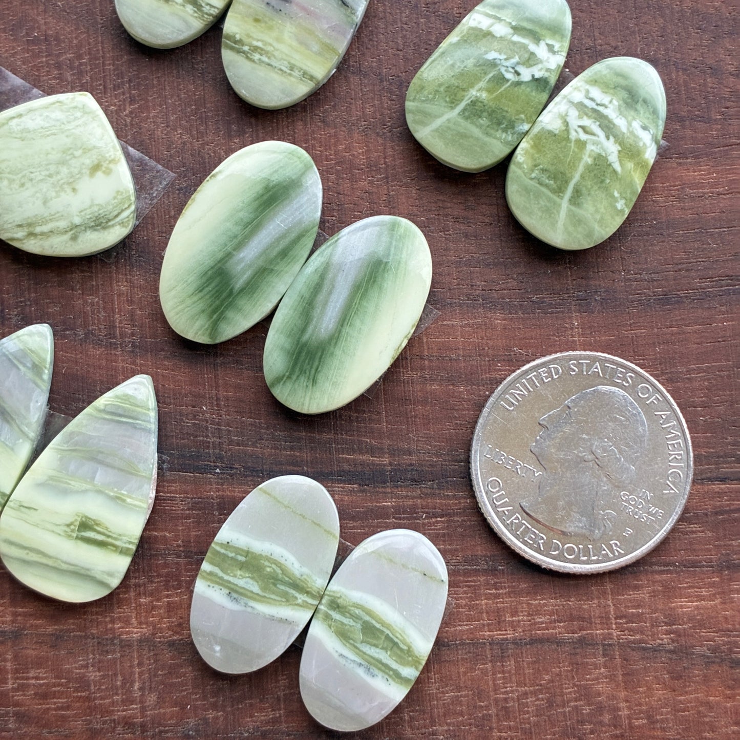 Serpentine - Cabochon Pair - Oval - Teardrop - Round