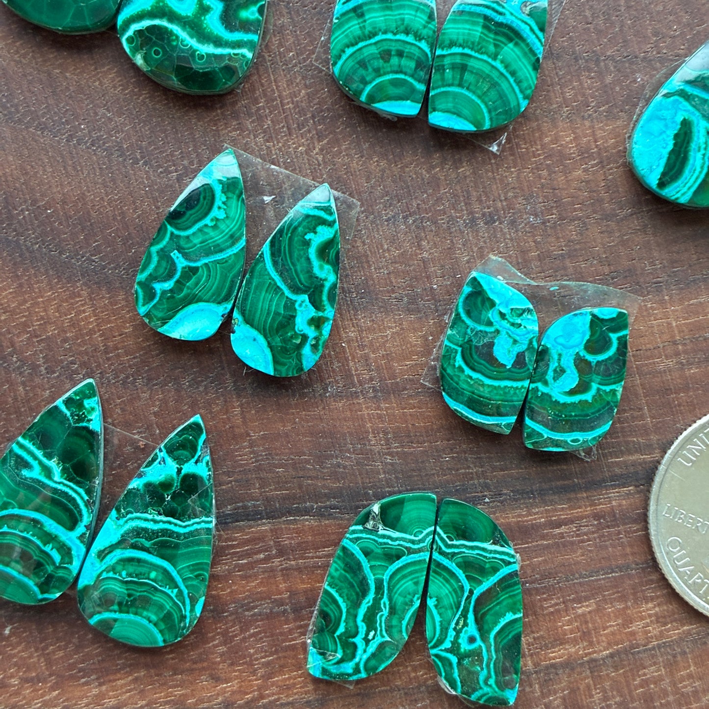 Chrysocolla Malachite - Cabochon Pair - Teardrop