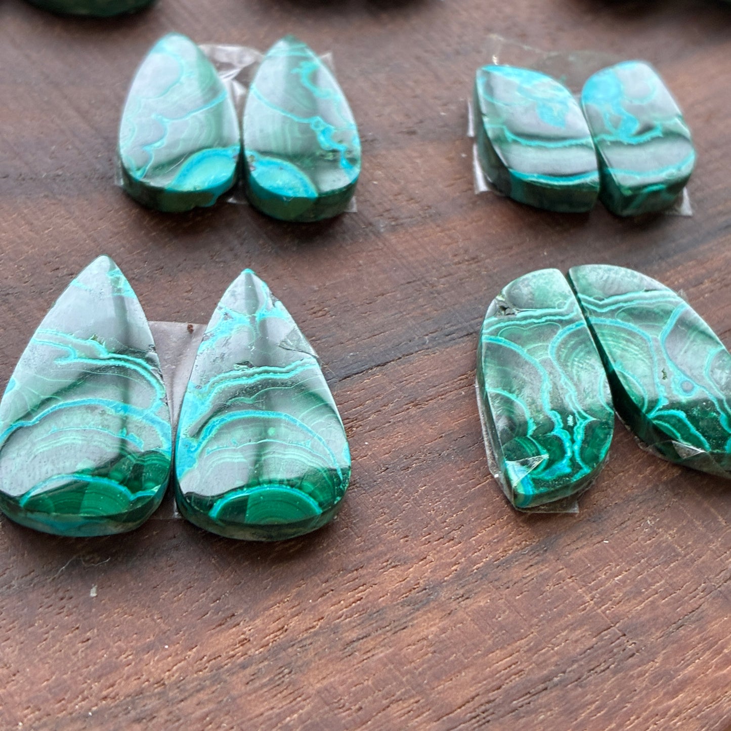 Chrysocolla Malachite - Cabochon Pair - Teardrop