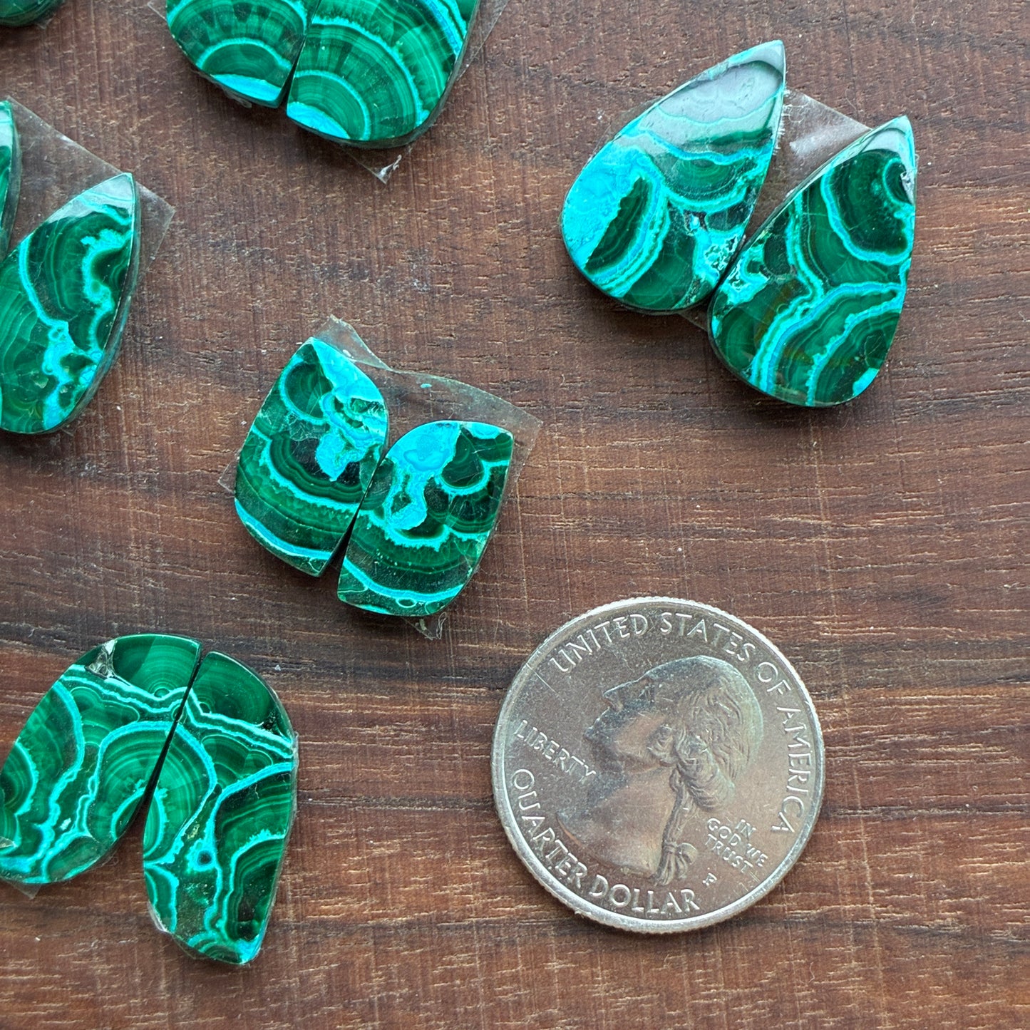 Chrysocolla Malachite - Cabochon Pair - Teardrop