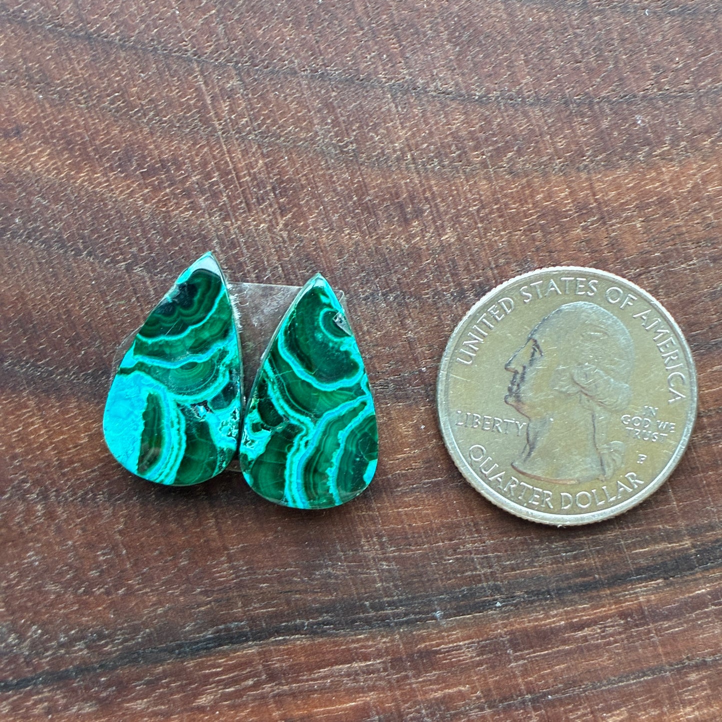 Chrysocolla Malachite - Cabochon Pair - Teardrop