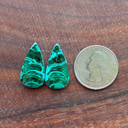 Chrysocolla Malachite - Cabochon Pair - Teardrop