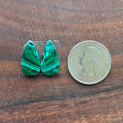Chrysocolla Malachite - Cabochon Pair - Teardrop