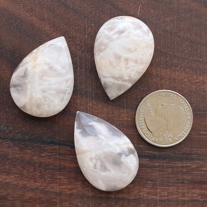White Phantom Snowflake Quartz - Cabochon - Pendant - Teardrop