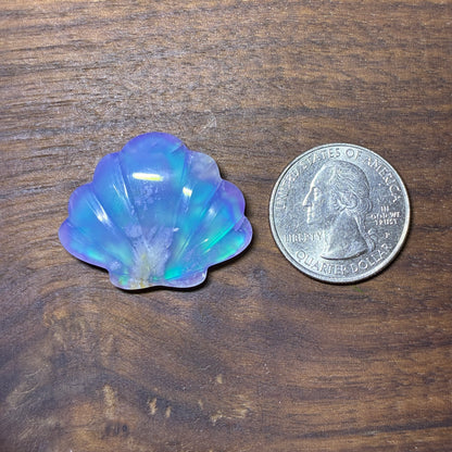 Plum Agate Aurora Doublet - Shell Shape - Cabochon