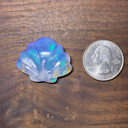 Plum Agate Aurora Doublet - Shell Shape - Cabochon