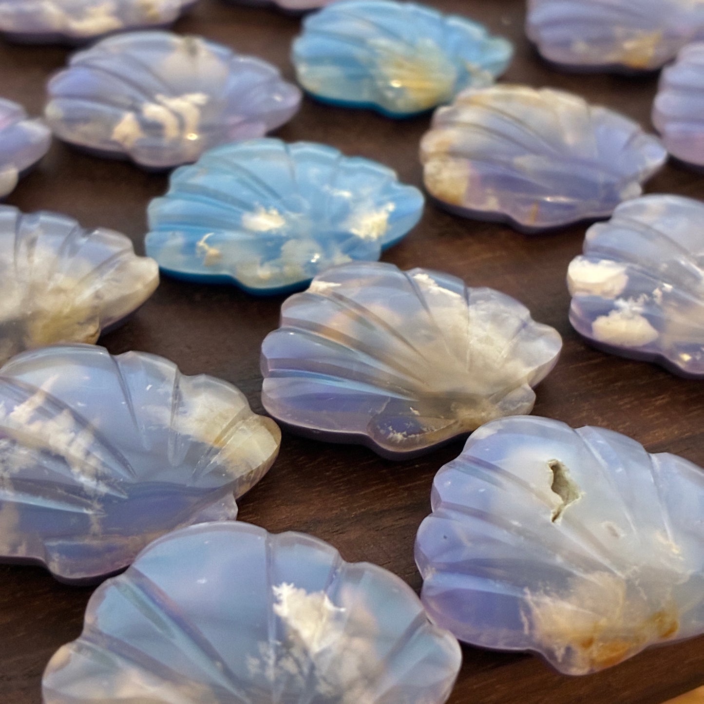 Plum Agate Aurora Doublet - Shell Shape - Cabochon