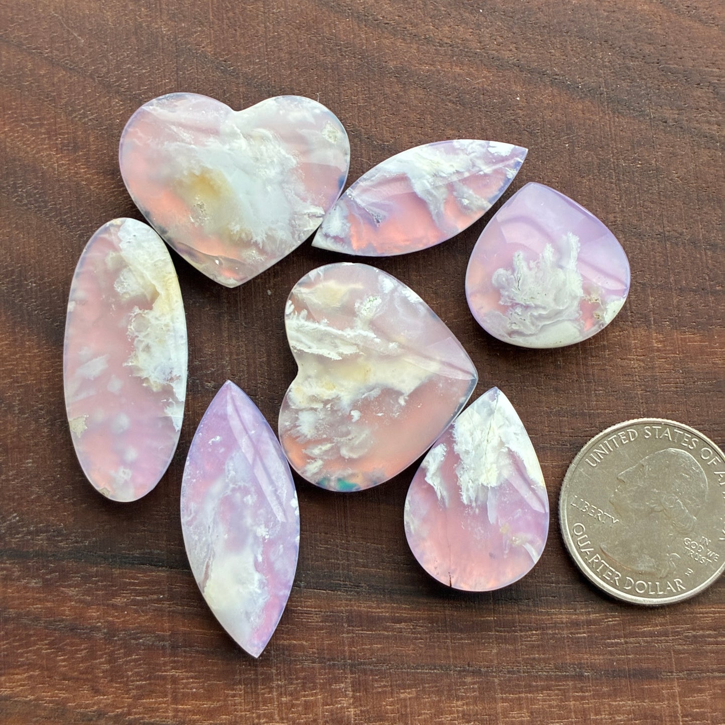 Limited New Color - Plum Agate Aurora Doublet - Cabochon - Pink - Heart - Marquise - Teardrop