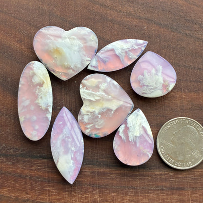 Limited New Color - Plum Agate Aurora Doublet - Cabochon - Pink - Heart - Marquise - Teardrop