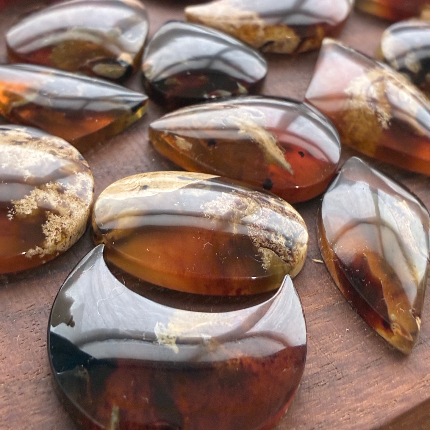 Indonesia Grass Amber - Cabochon - Moon - Teardrop - Oval - Round