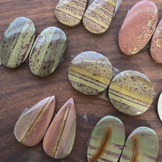 Australian Imperial Jasper - Cabochon Pair - Oval - Teardrop - Round