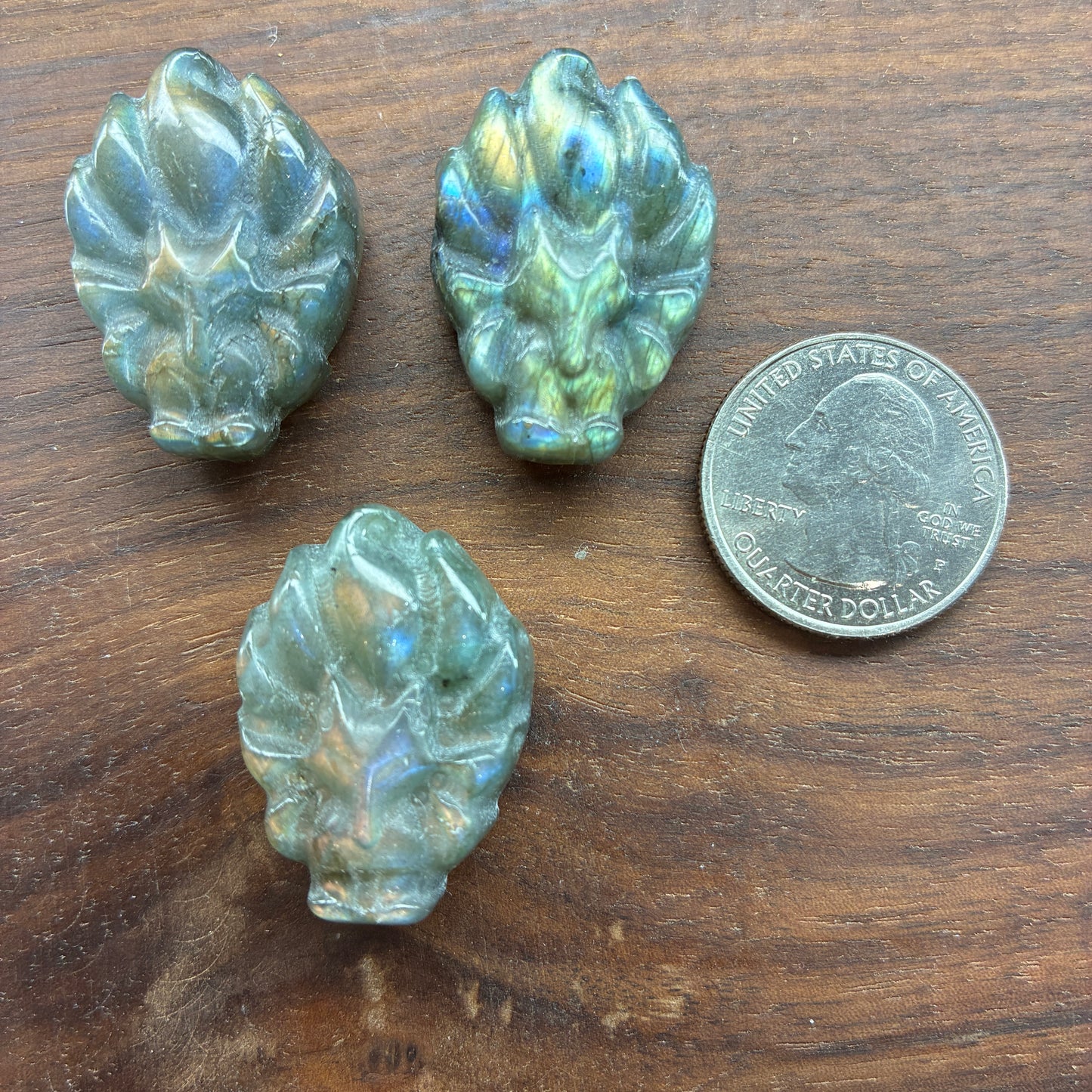 Labradorite Carving - 9tail fox - Flatback