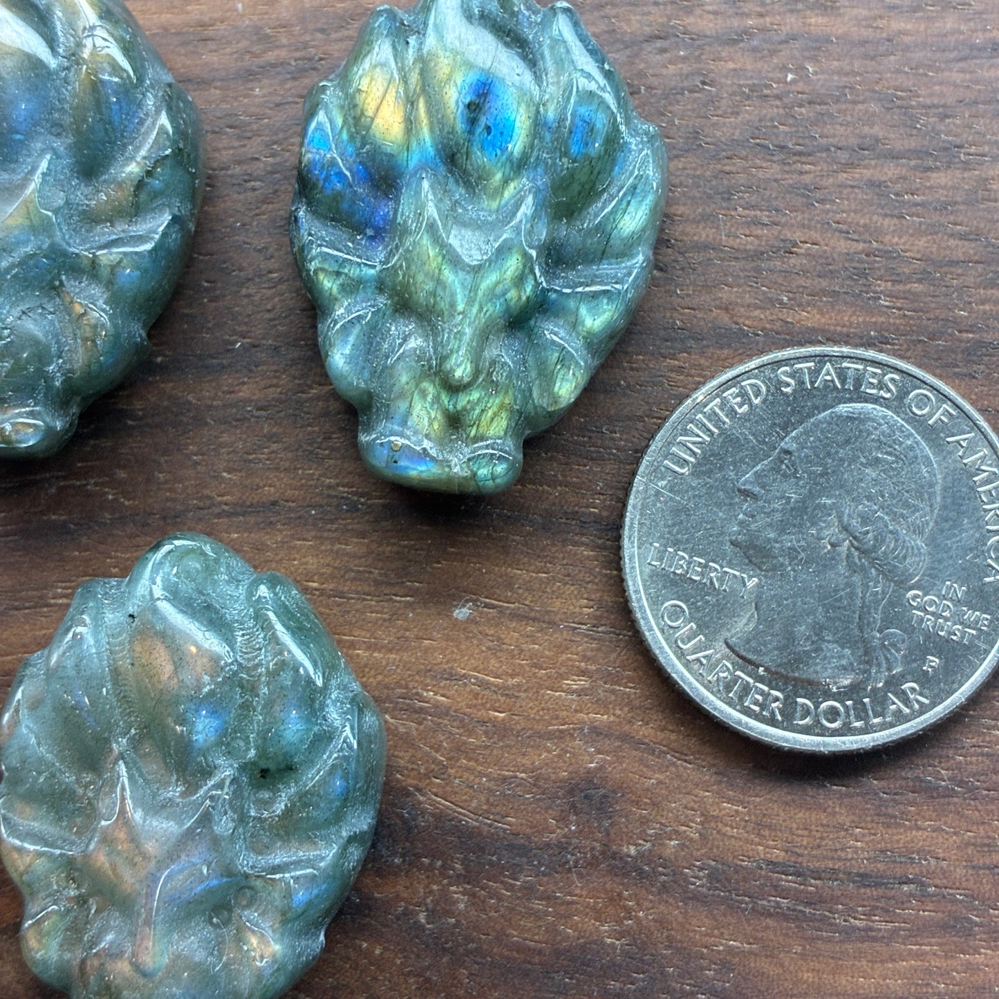 Labradorite Carving - 9tail fox - Flatback
