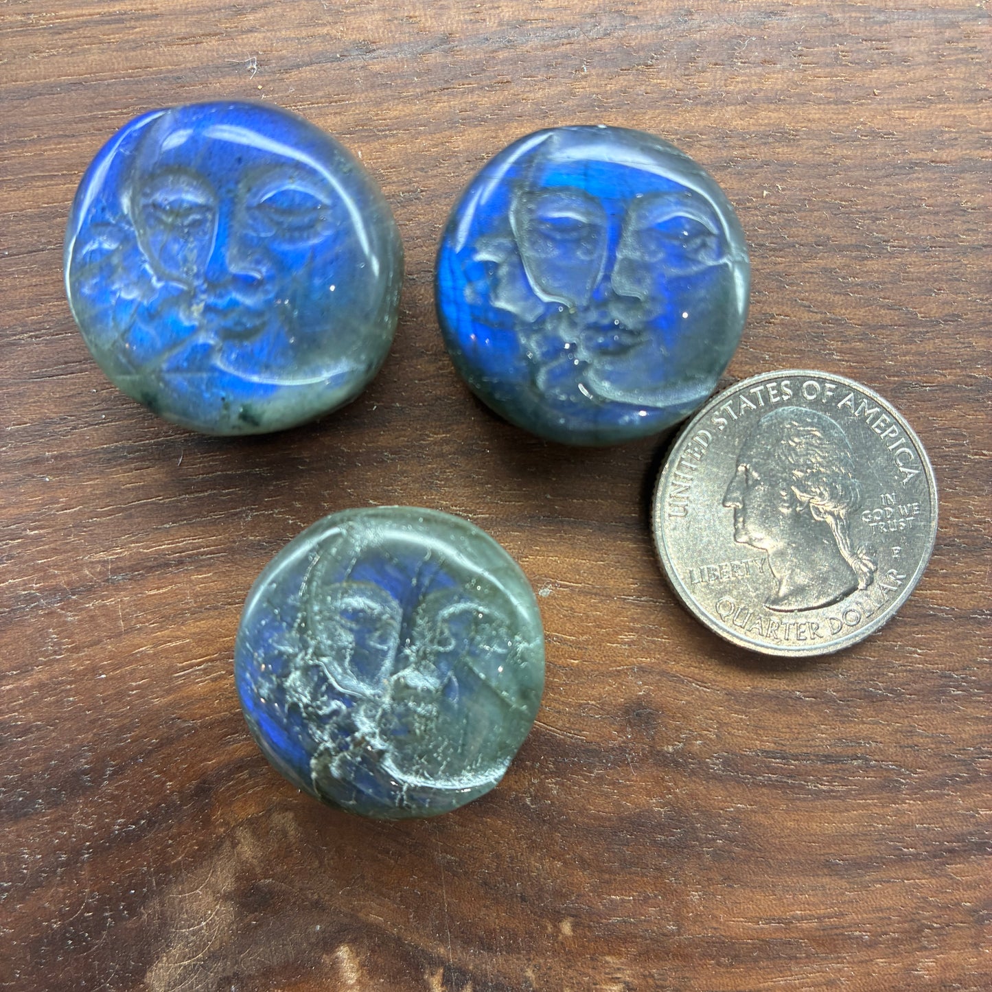 Labradorite Carving - Sun Moon Face - Flatback - Small