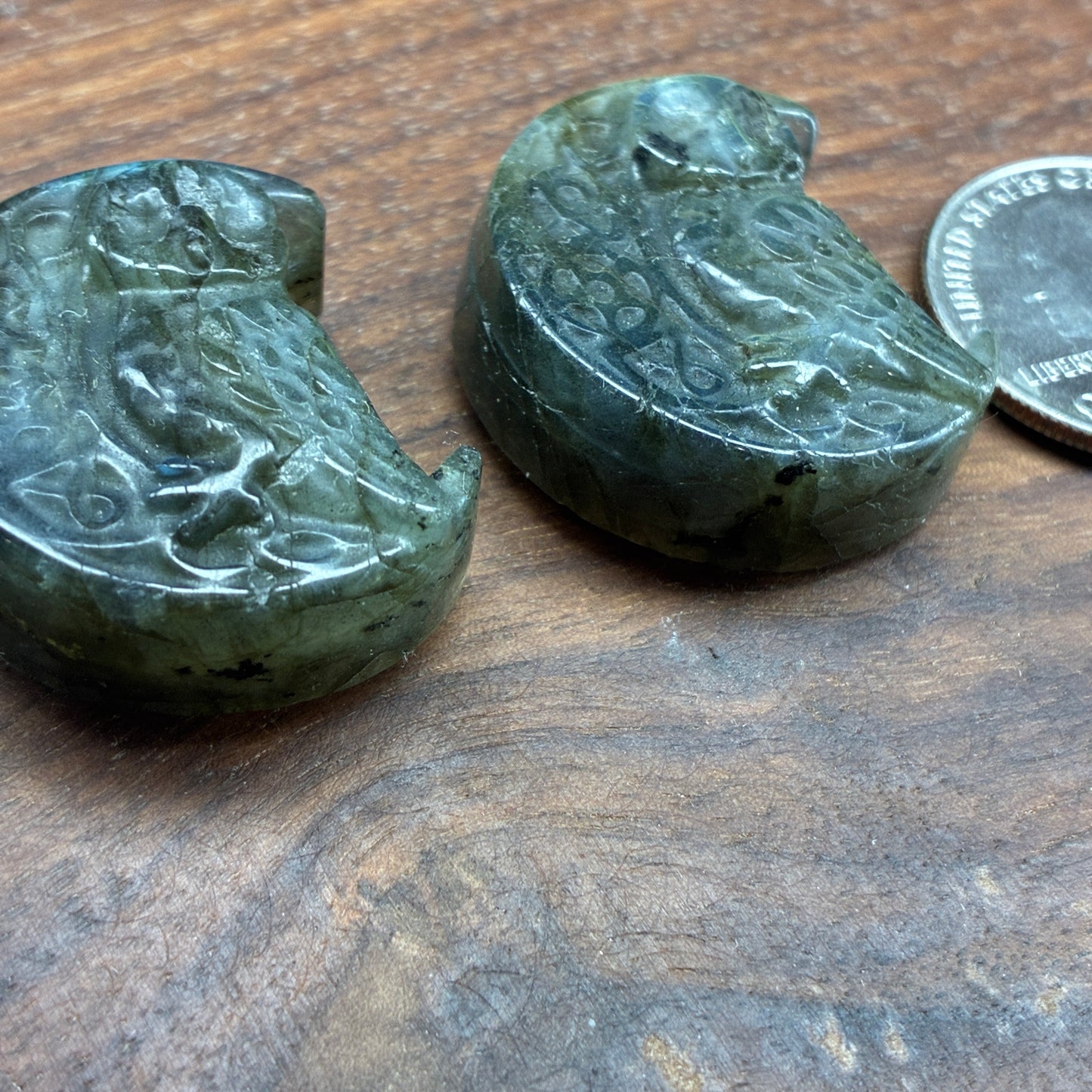 Labradorite Carving - Owl Moon - Flatback