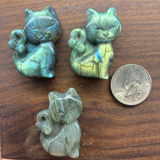 Labradorite Carving - Cat - Flatback