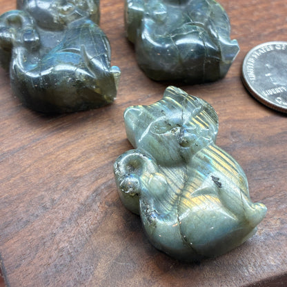 Labradorite Carving - Cat - Flatback