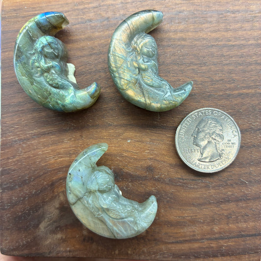 Labradorite Carving - Mermaid Moon - Flatback