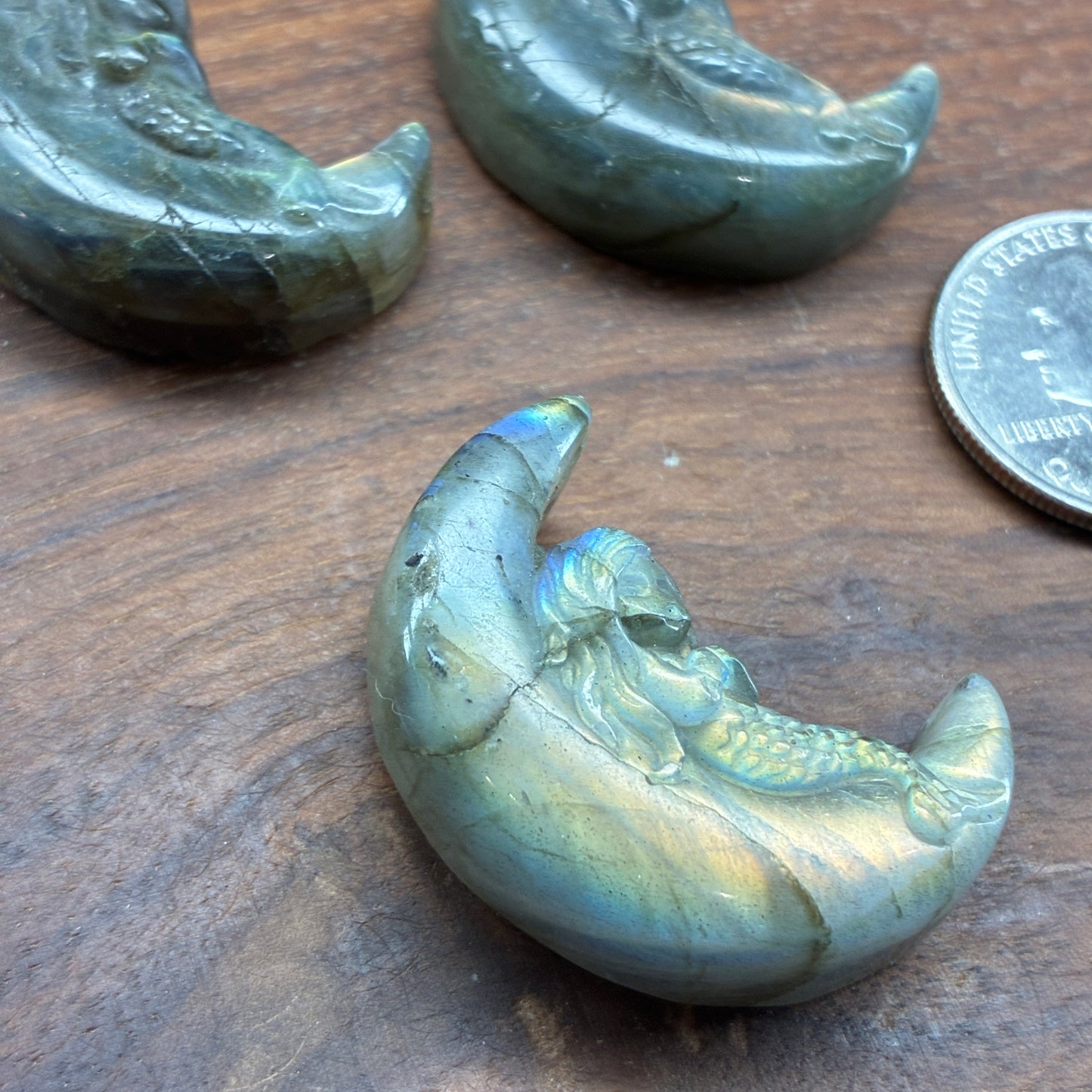 Labradorite Carving - Mermaid Moon - Flatback