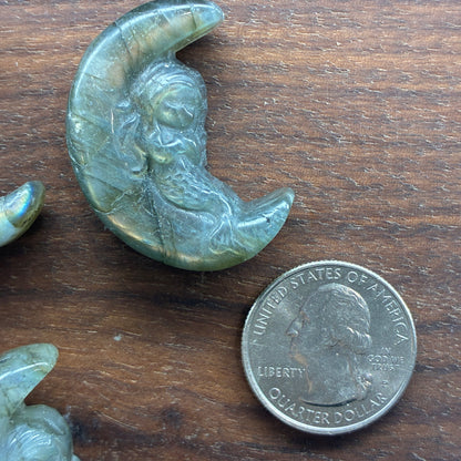 Labradorite Carving - Mermaid Moon - Flatback