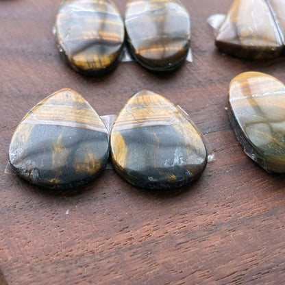 Cabochon Pair - Tiger eye - Oval - Teardrop