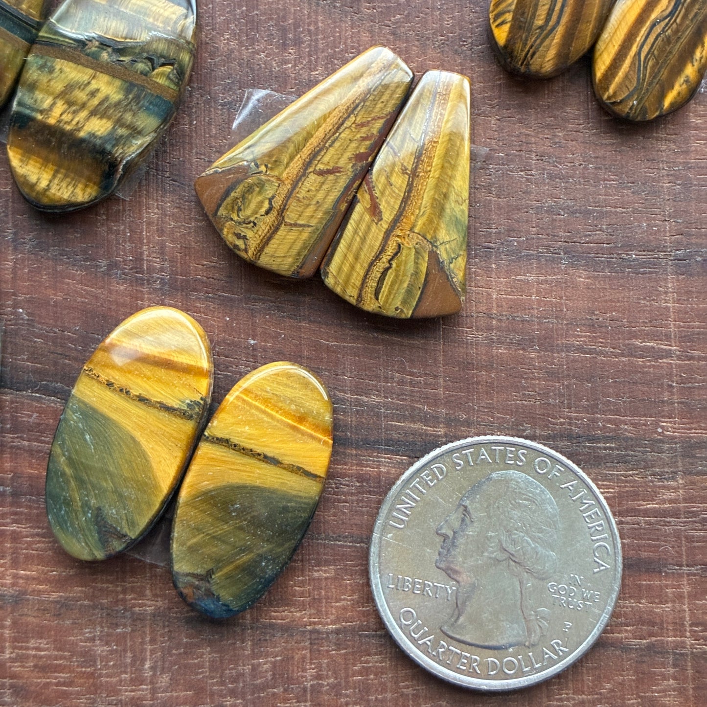 Cabochon Pair - Tiger eye - Oval - Teardrop