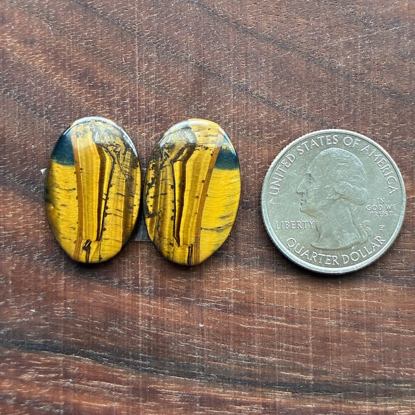 Cabochon Pair - Tiger eye - Oval - Teardrop