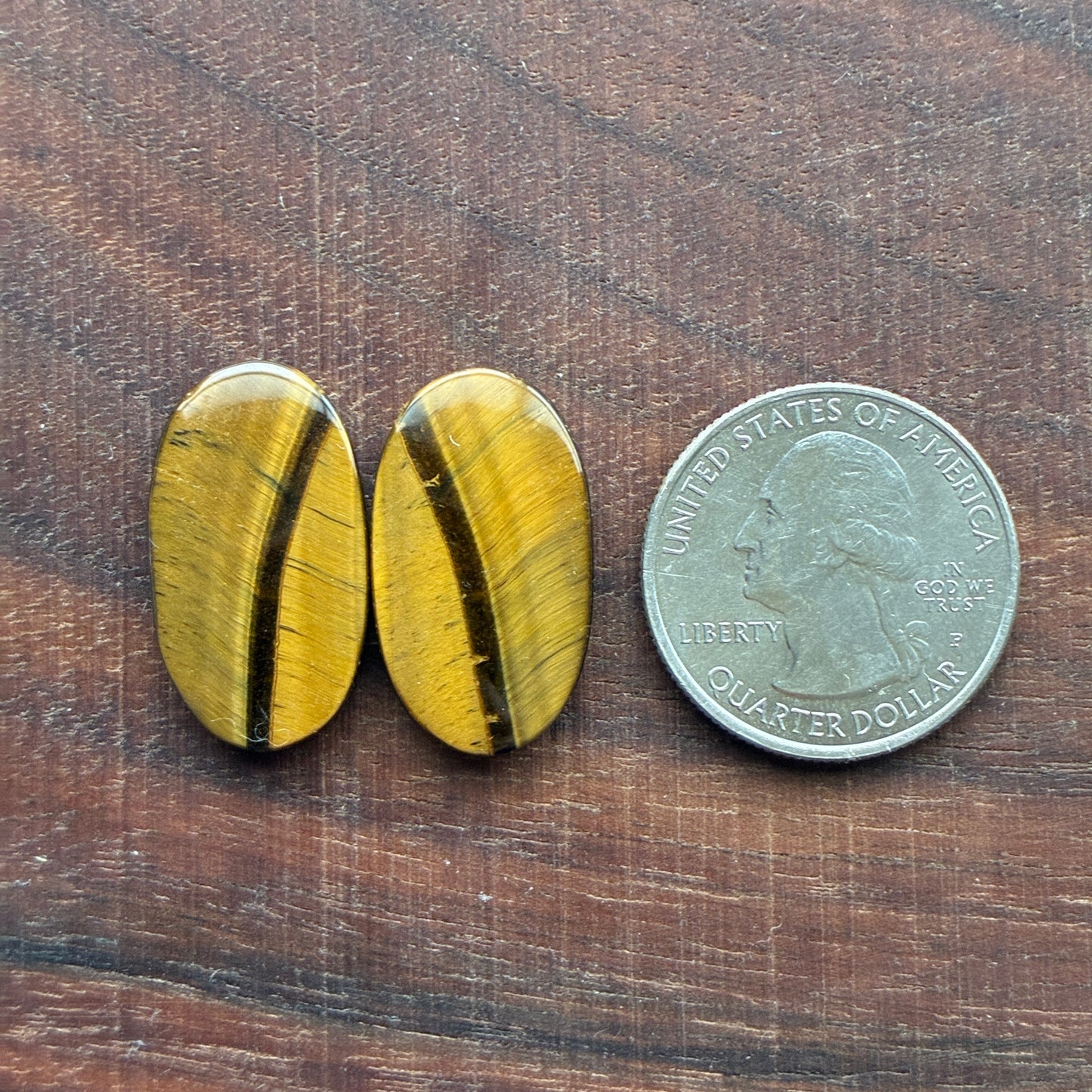 Cabochon Pair - Tiger eye - Oval - Teardrop