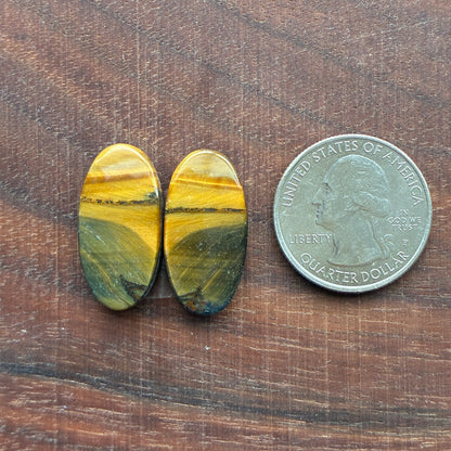 Cabochon Pair - Tiger eye - Oval - Teardrop