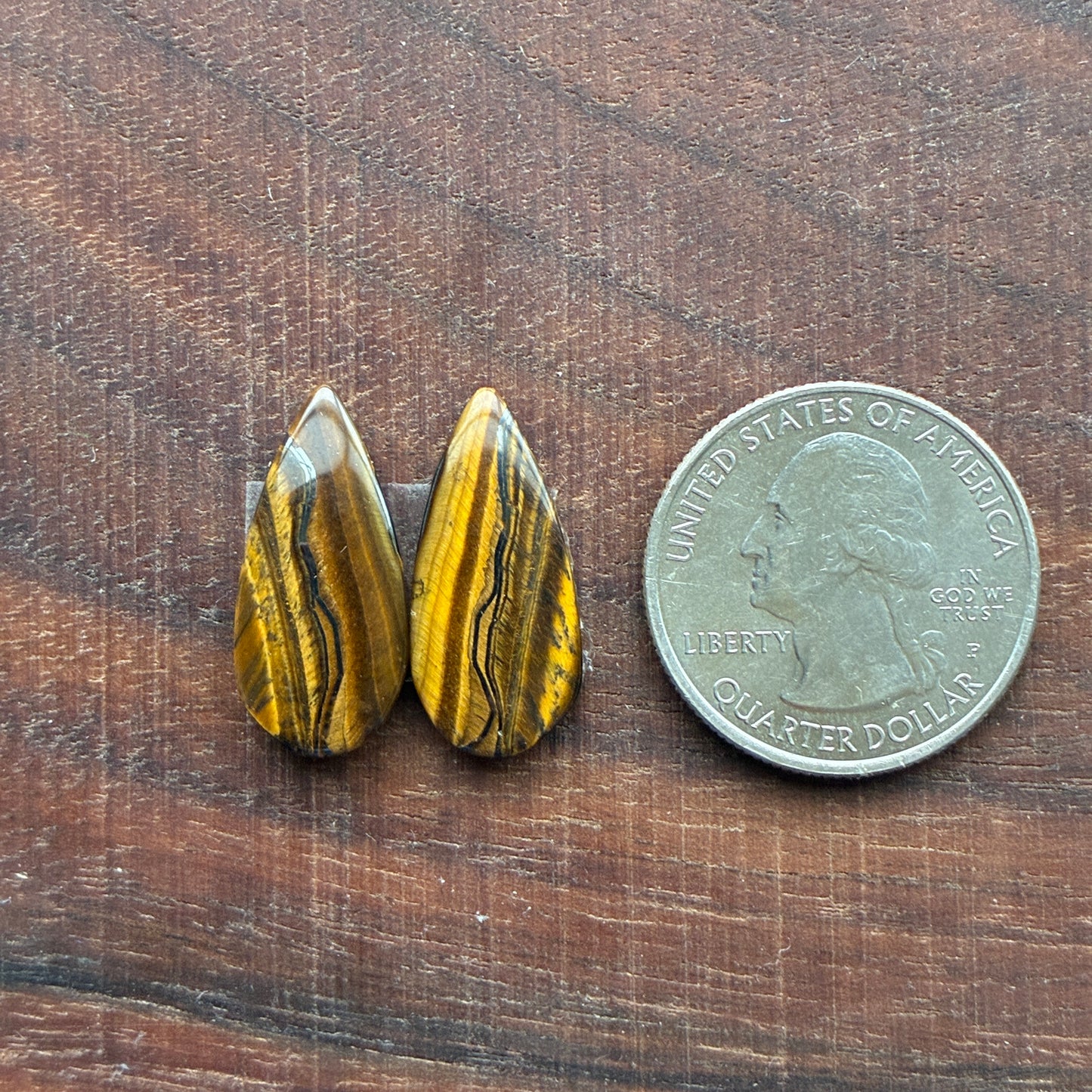 Cabochon Pair - Tiger eye - Oval - Teardrop