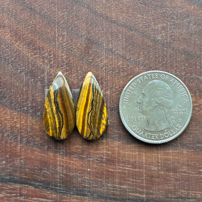 Cabochon Pair - Tiger eye - Oval - Teardrop