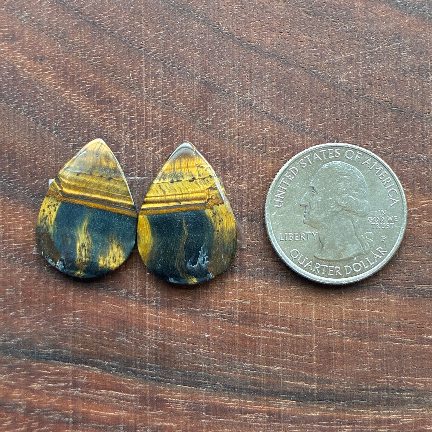 Cabochon Pair - Tiger eye - Oval - Teardrop