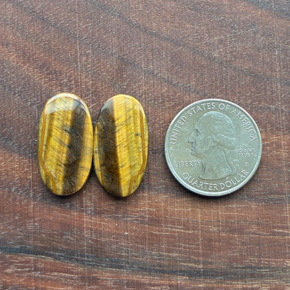 Cabochon Pair - Tiger eye - Oval - Teardrop