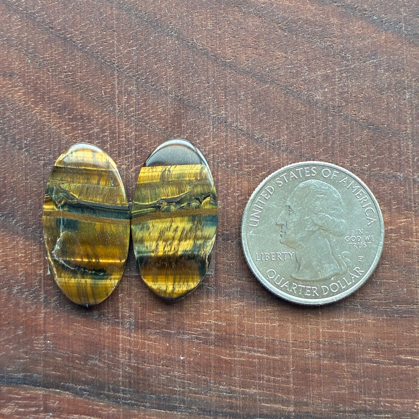 Cabochon Pair - Tiger eye - Oval - Teardrop