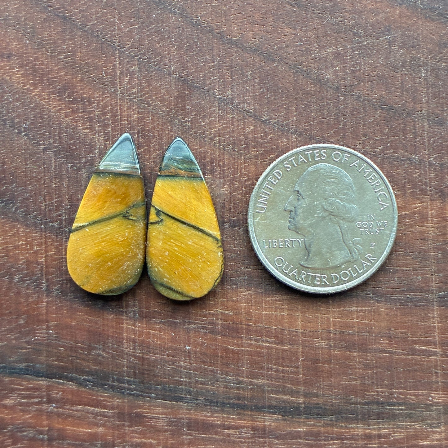 Cabochon Pair - Tiger eye - Oval - Teardrop