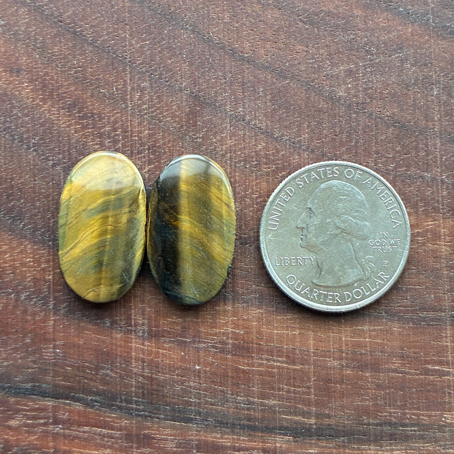 Cabochon Pair - Tiger eye - Oval - Teardrop