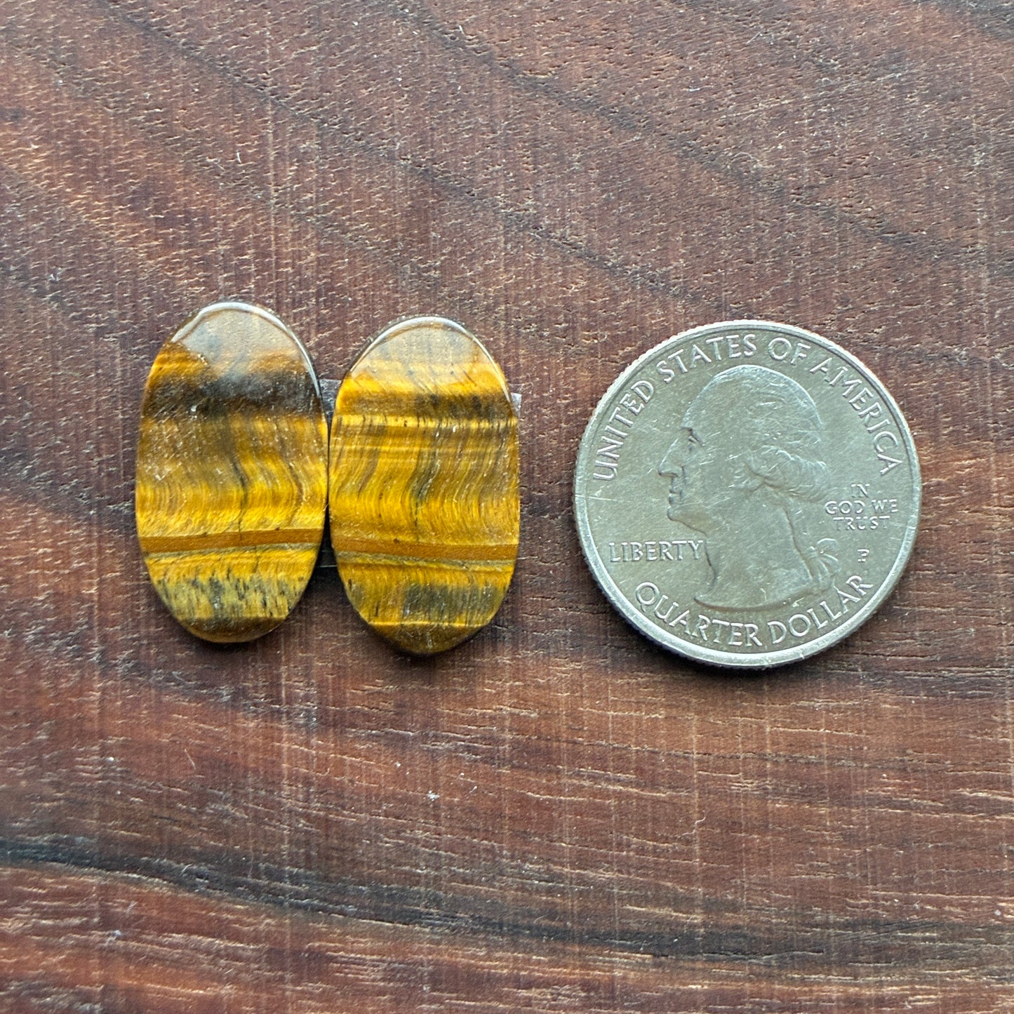 Cabochon Pair - Tiger eye - Oval - Teardrop