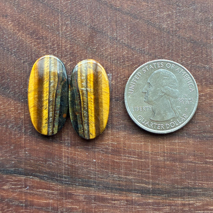 Cabochon Pair - Tiger eye - Oval - Teardrop