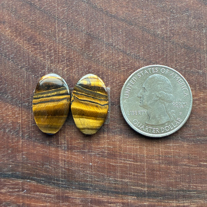 Cabochon Pair - Tiger eye - Oval - Teardrop