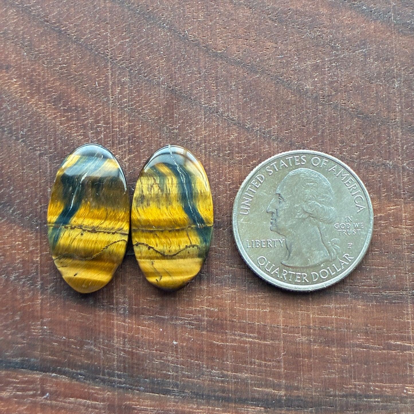 Cabochon Pair - Tiger eye - Oval - Teardrop