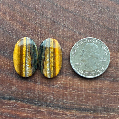 Cabochon Pair - Tiger eye - Oval - Teardrop