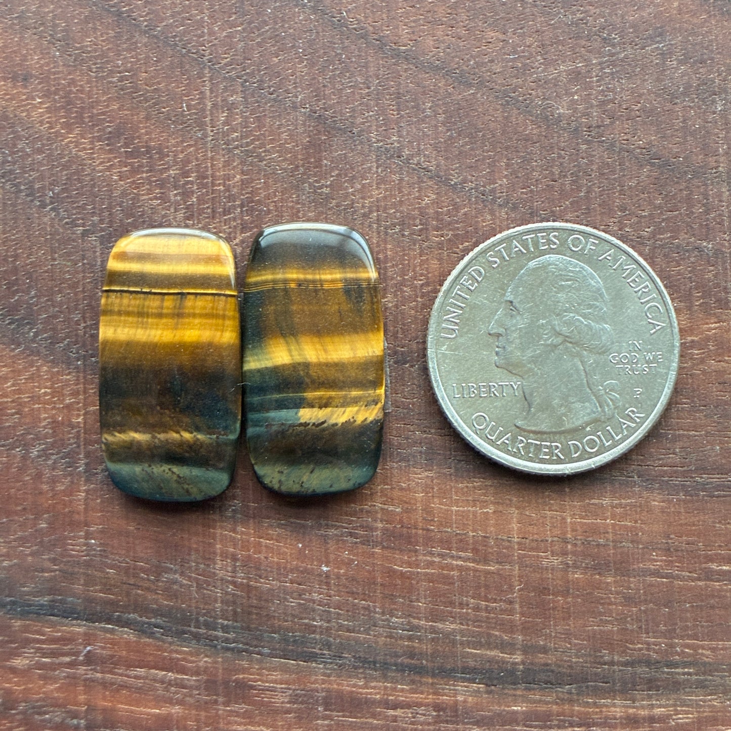 Cabochon Pair - Tiger eye - Oval - Teardrop