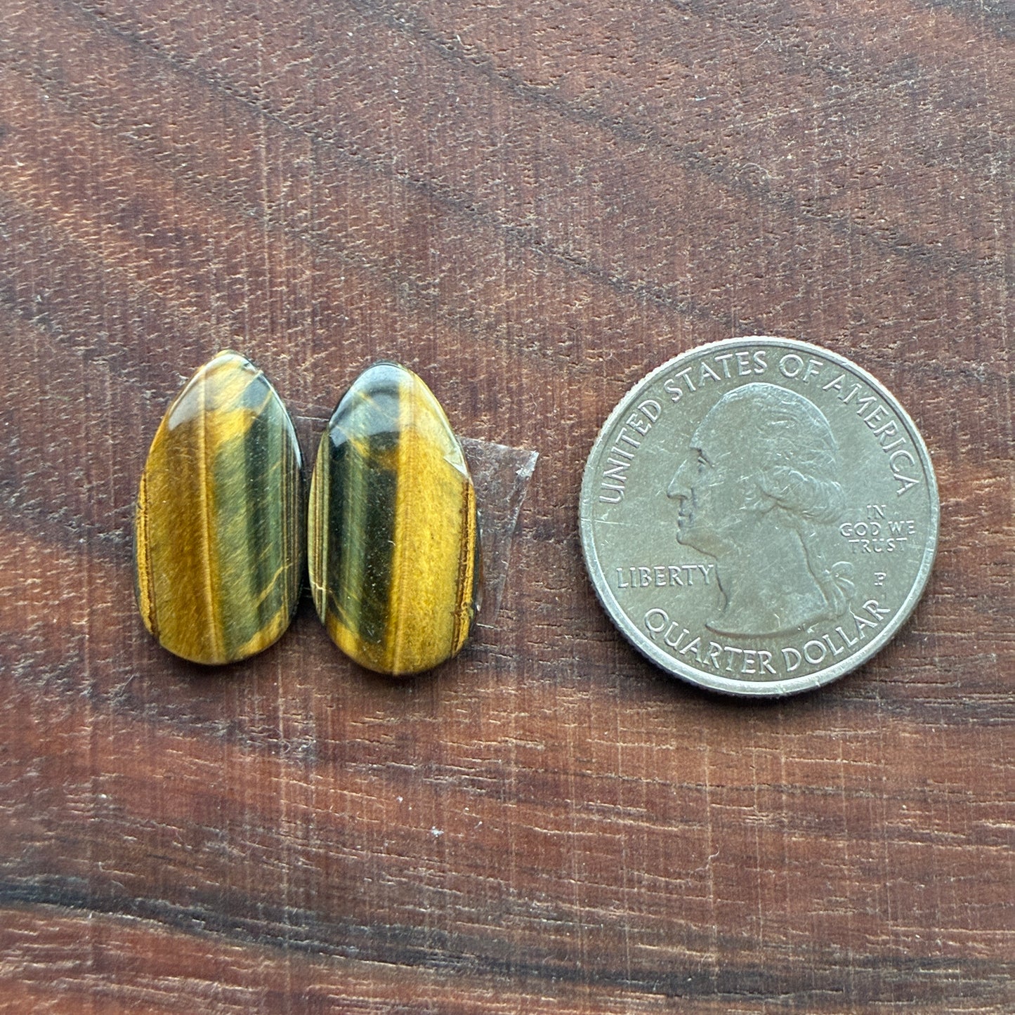 Cabochon Pair - Tiger eye - Oval - Teardrop