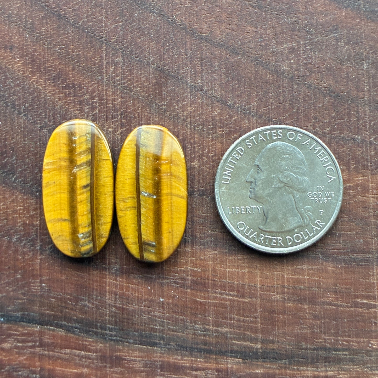 Cabochon Pair - Tiger eye - Oval - Teardrop