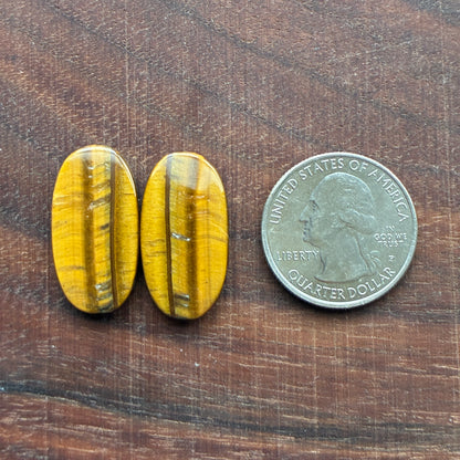 Cabochon Pair - Tiger eye - Oval - Teardrop