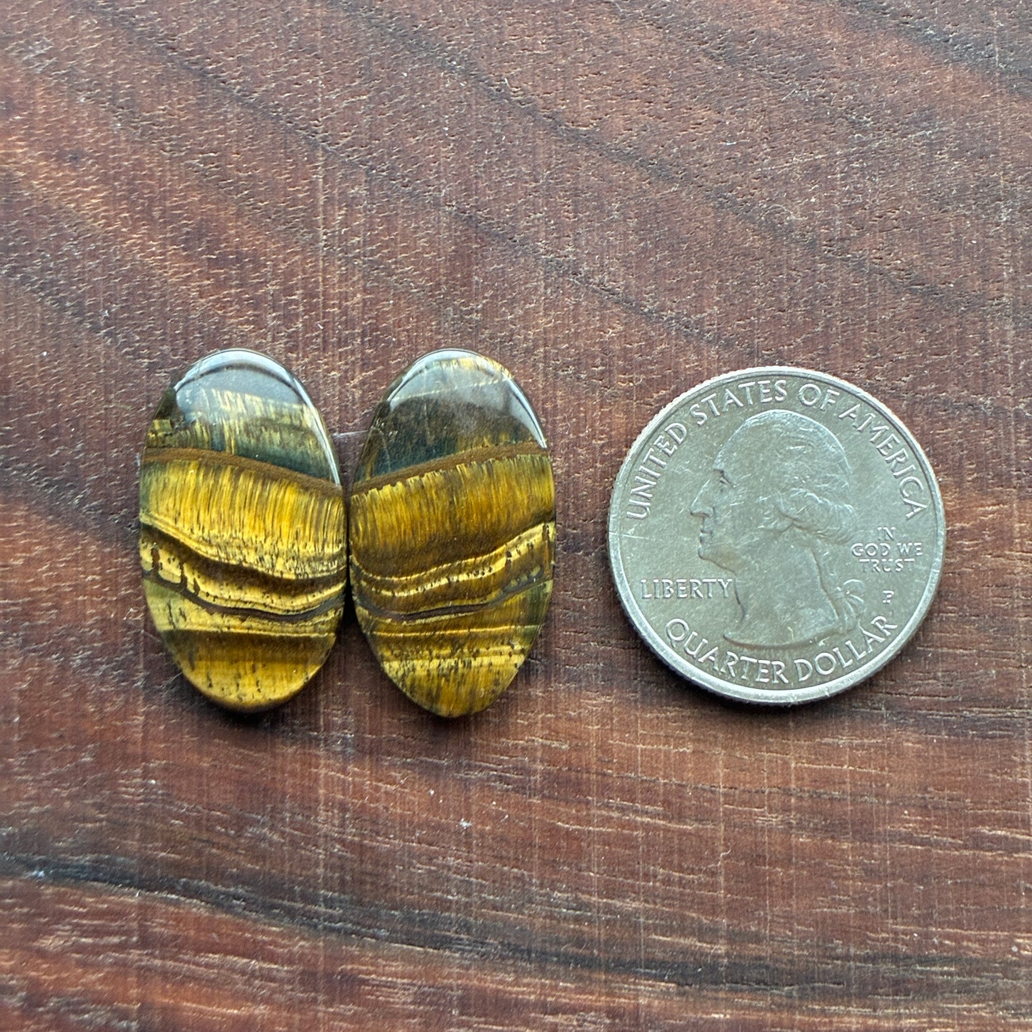 Cabochon Pair - Tiger eye - Oval - Teardrop