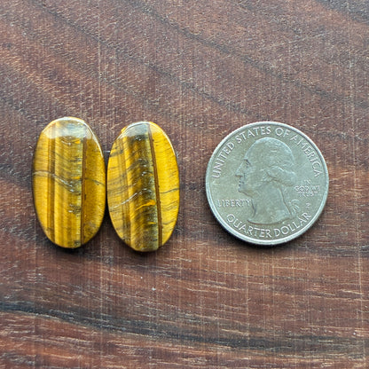 Cabochon Pair - Tiger eye - Oval - Teardrop