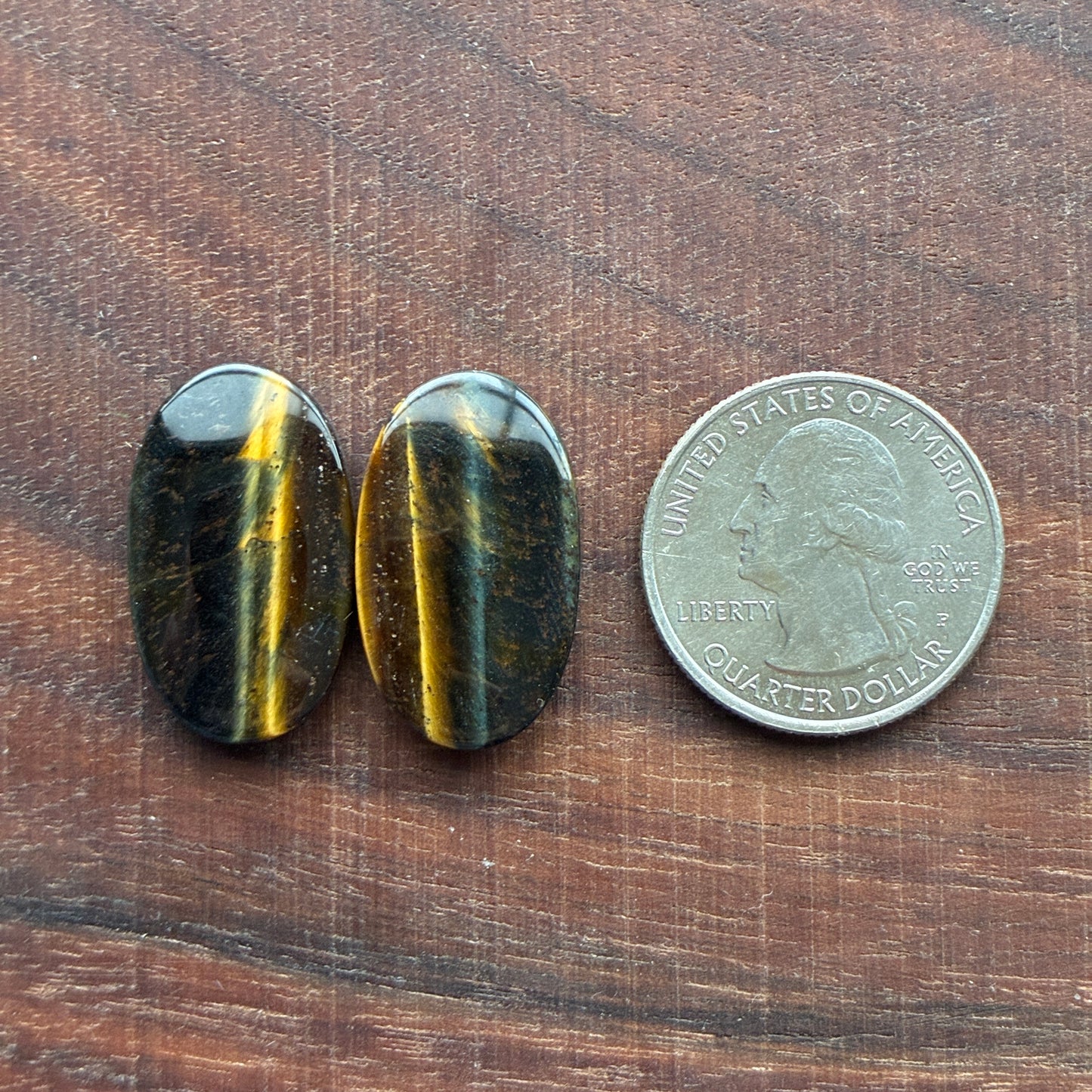 Cabochon Pair - Tiger eye - Oval - Teardrop