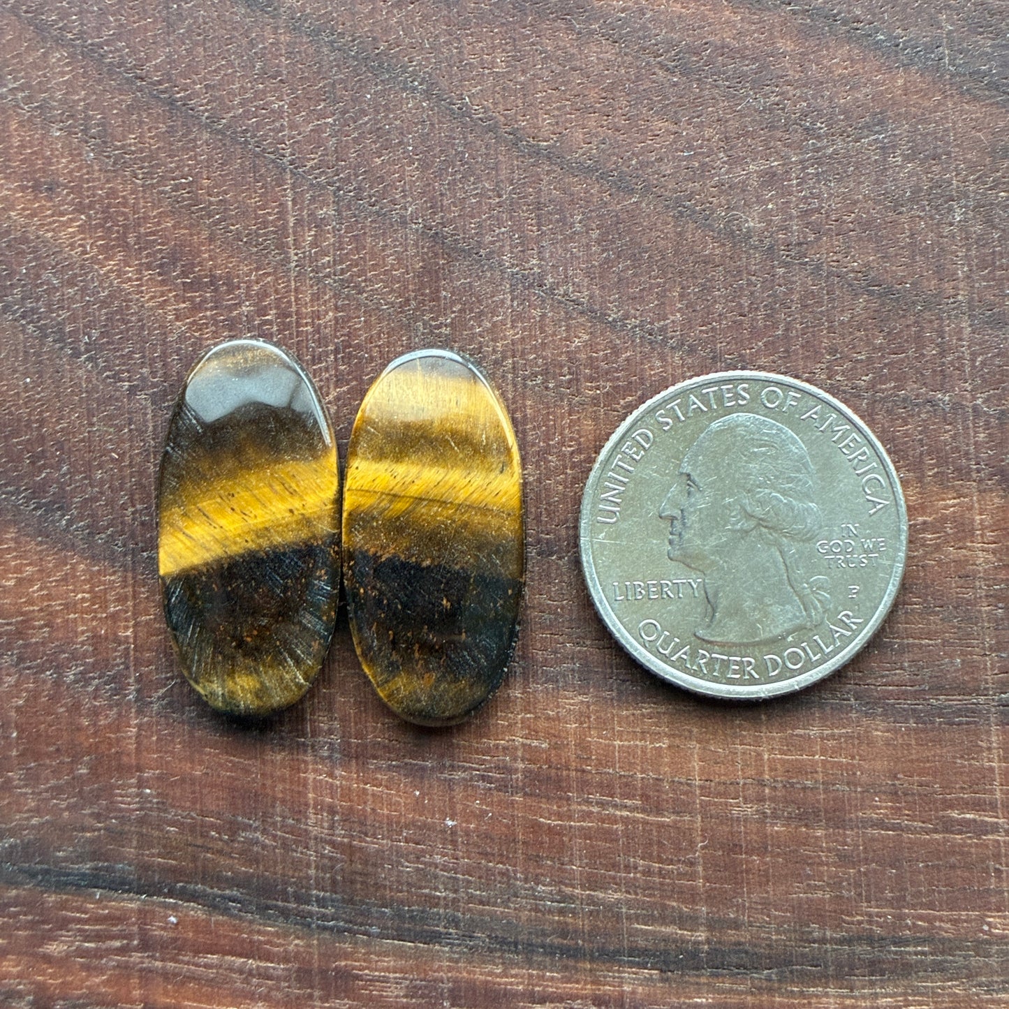 Cabochon Pair - Tiger eye - Oval - Teardrop